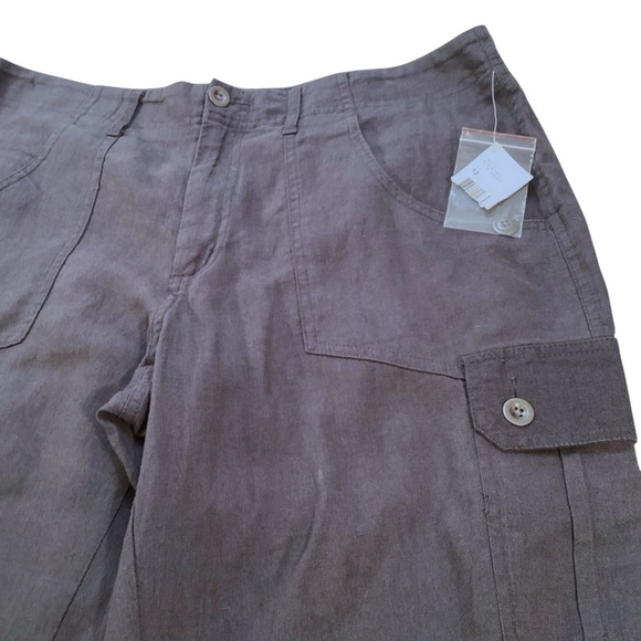 Envision Studio‎ Linen Blend Crop Straight Leg Mid-Rise Pants Size 12 Gray Blue - Picture 2 of 10